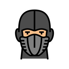 ninja mask face color icon vector. ninja mask face sign. isolated symbol illustration