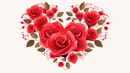 Valentine's day background with red roses and hearts. Vector illustration.