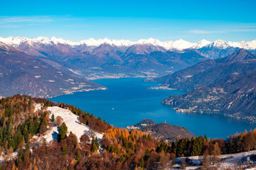 Panorama on Lake Como, photographed from Monte San Primo, with Bellagio and all the mountains that...