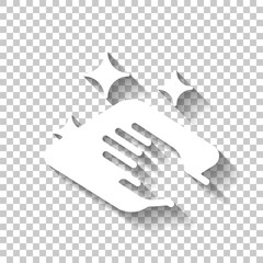 Clean surface, wipe to disinfect, simple icon. White icon with shadow on transparent background