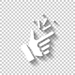 Snap finger, sign of easy, simple icon. White icon with shadow on transparent background