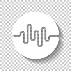 Sound wave, simple icon. White icon with shadow on transparent background