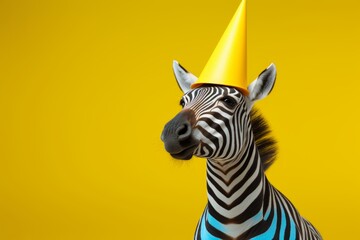 zebra with a ribbon - obrazy, fototapety, plakaty
