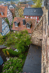 Fototapeta na wymiar In Marburg, Ansichten der Stadt, Blick auf Dächer von oben