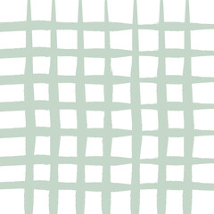 Doodle Gingham Check Plaid Vector Pattern. Vertical and horizontal hand drawn crossing textured green stripes. Chequered freehand geometrical background. Cottagecore Homestead Farmhouse Print.