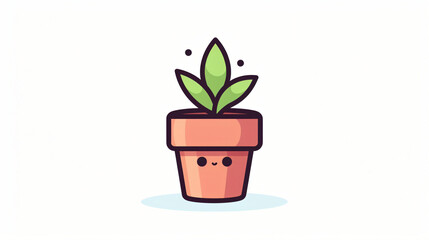 Cute potted plant simple icon illustration