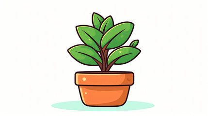 Cute potted plant simple icon illustration