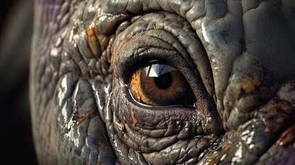 Naklejka premium Restless look: the eyes of the rhino, reflecting his natural attentiveness