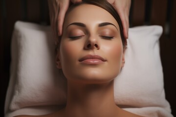 A woman enjoy facial treatment service