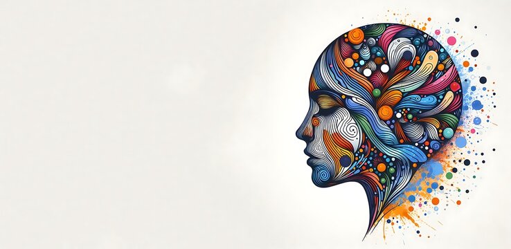illustration of colorful brain splash Brainstorm and inspiring concept, generative ai