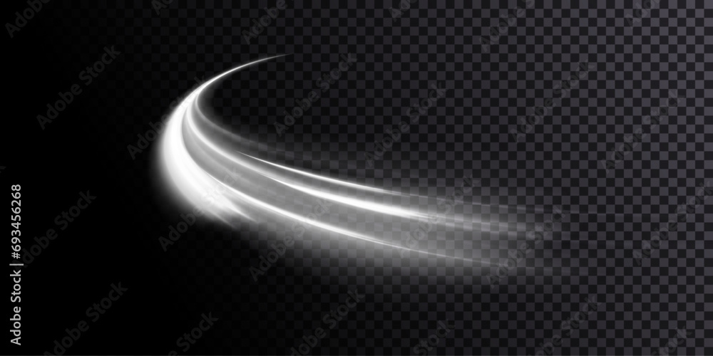 Poster Light effect of high speed curved light beams. Technology of light movement of light energy. Banner poster design concept. Abstract background of curved rays of light.	
