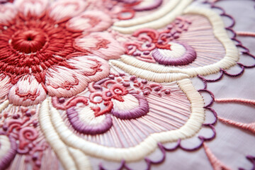 Traditional folk art comes to life in this vintage textile with red floral embroidery, showcasing the beauty of ethnic style and craftsmanship.