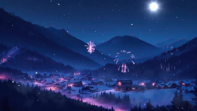 firework in the mountains