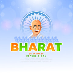 Happy Republic Day. Vector illustration of Republic day of Bharat.