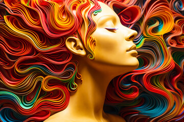 hyperrealistic neural pattern woman face abstract art hd background