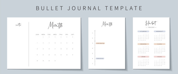Bullet journal template. Vector illustration. - obrazy, fototapety, plakaty