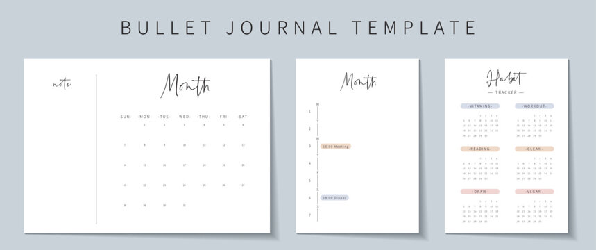 Bullet journal template. Vector illustration.
