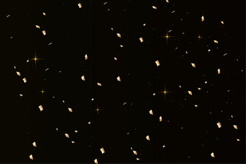 confetti with shiny glitter and sparkle stars on dark background