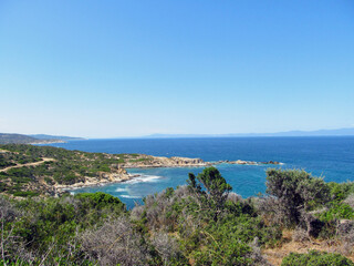 Beautiful panorama of sea and forests on the seaside.