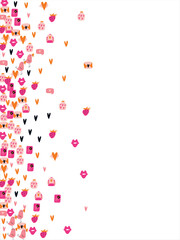 Bright frame background with Valentine's Day elements. Blank postcard, invitation to a holiday, wedding. Doodle. Vector illustration.