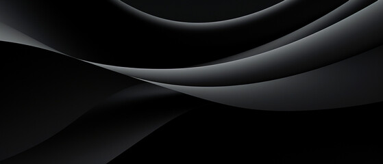Abstract 3D design with black and grey waves made of satin or silk like material, design for backgrounds. - obrazy, fototapety, plakaty