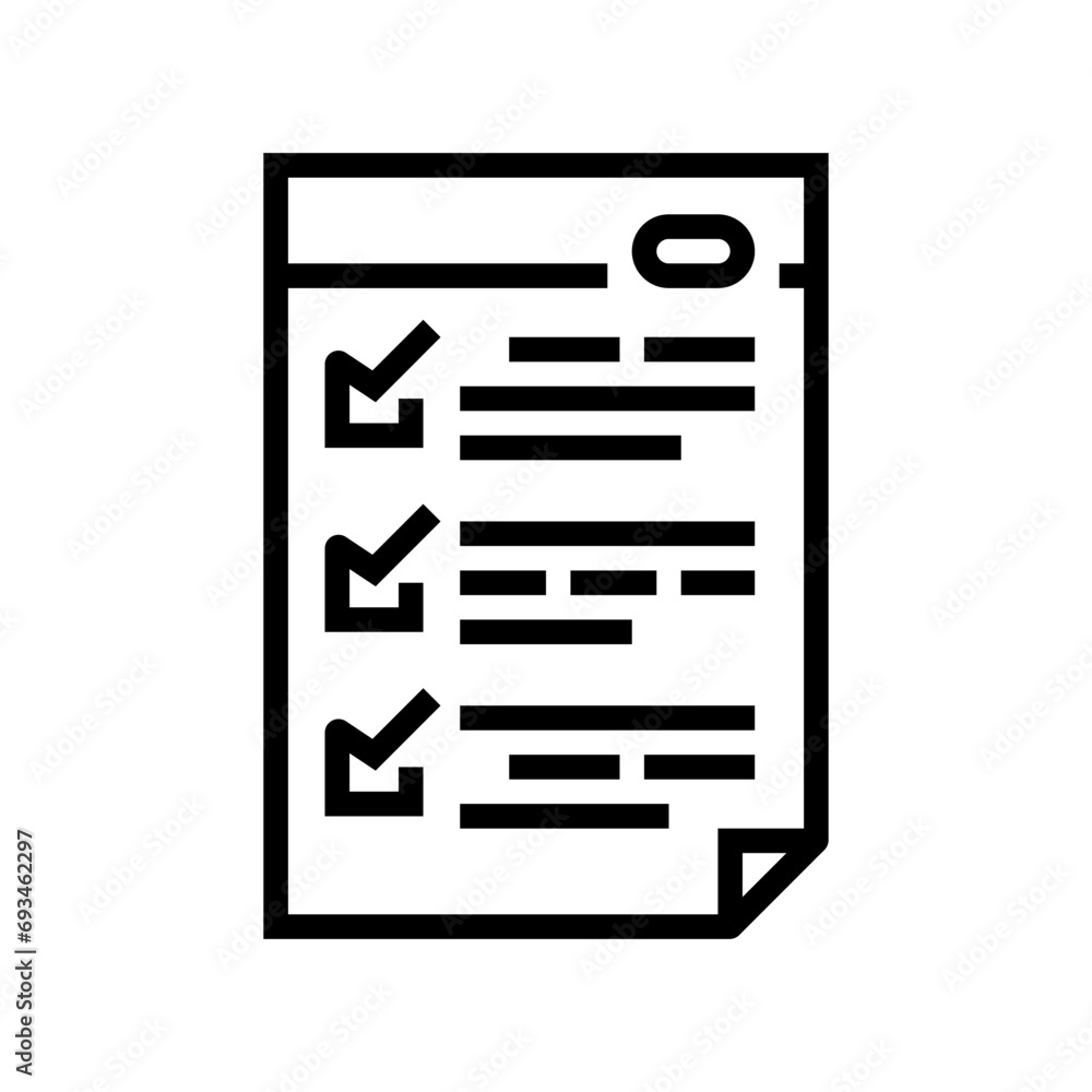 Poster checklist list line icon vector. checklist list sign. isolated contour symbol black illustration