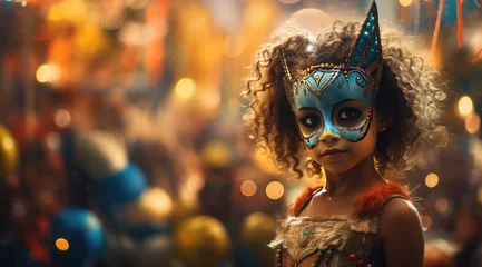 Tuinposter colorful children dressed in costumes at festival halloween night © Kien
