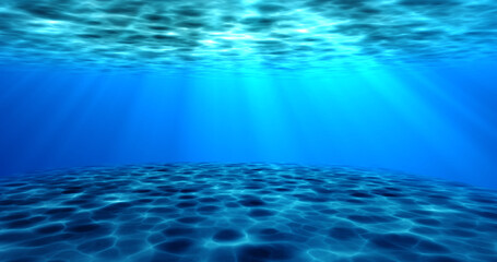 Realistic surreal underwater seabed moving water animation. Looping animation of water ocean waves moving underwater with camera zoom in effect. Sunbeam tranquility transparent sea water.