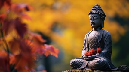 A single Buddha statue with beautiful colors