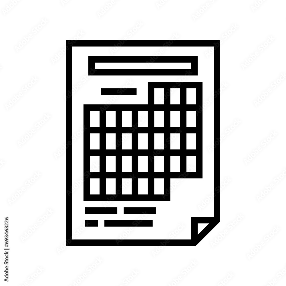 Poster calendar grid list line icon vector. calendar grid list sign. isolated contour symbol black illustra