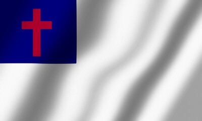 Powiewająca Flaga Amerykańskich Chrześcijan - obrazy, fototapety, plakaty