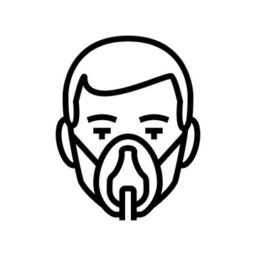 recommend clip art: oxygen mask face line icon vector. oxygen mask face sign. isolated contour symbol black illustration