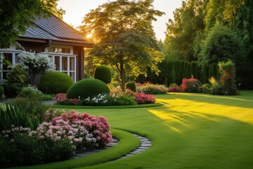 Beautiful manicured lawn - Powered by Adobe