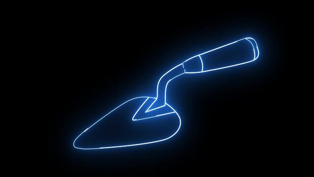Animated cement spoon icon with a glowing neon effect