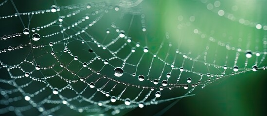 Fresh dew glistens on a spider's web.