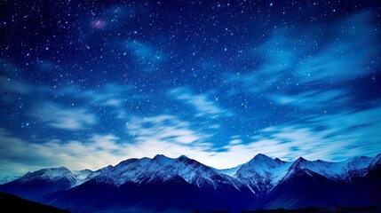 Night landscape with colorful Milky Way Beautiful mountain Starry sky with Milky Way Space...