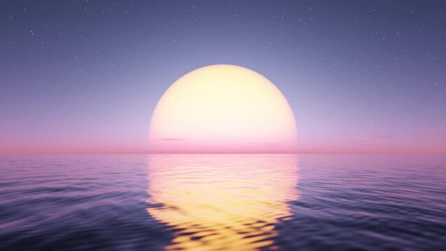 Wave sea beach and sunset sky abstract background. Nature and summer concept. 3d render.	