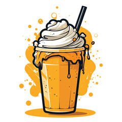 orange ice cream milk shake vector