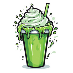 green ice cream milk shake vector