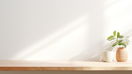Empty beautiful wood table top counter Minimal cozy counter mockup design for product display.