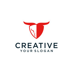 bull logo design with shield