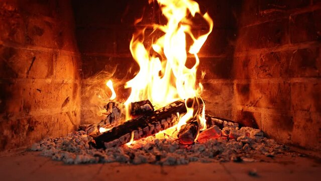 Fire place at home for relaxing evening. Cozy Fireplace Night . Asmr sleep