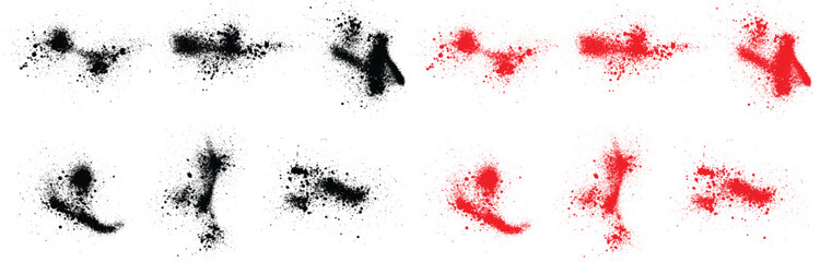 Black blood splatter template collection. Blood spooky red crime splash vector set. black and red background brush stroke