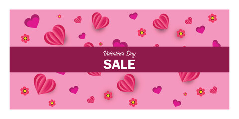 Valentines day sale background with Pink hearts
