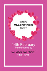 Valentine's day party poster template with heart shape