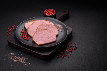 Delicious baked chicken or turkey meat roll with salt and spices