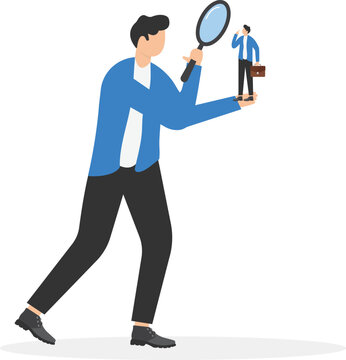 Self assessment or self analysis process to know yourself and discover a plan or goal for living or work and career concept, businessman analyze himself.

