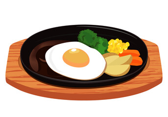 洋食_ハンバーグ  デミグラスソース 目玉焼き