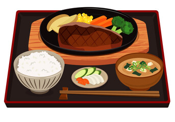 洋食_ビーフステーキ定食　鉄板焼
