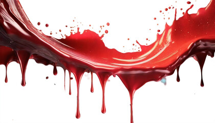 Liquid red splash Color design drip Stroke. on white background